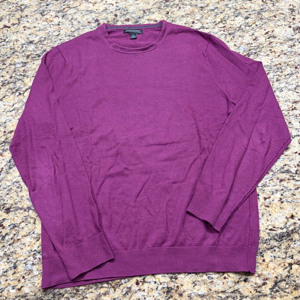 Banana Republic Mens Large Pima Cotton Cashmere Crewneck Sweater Plum Purple ws
